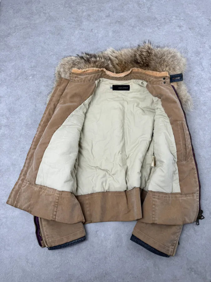 AW2002 Dsquared2 Fur Hooded Beige Jacket zmpqyFU 10