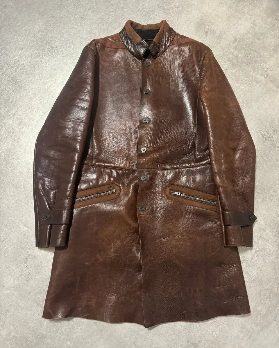 AW2002 Emporio Armani Brown Imperialist Premium Italian Leather Jacket XnAagHD 0