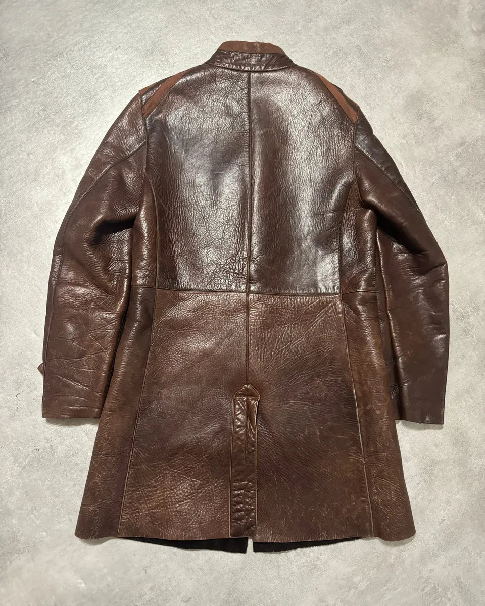 AW2002 Emporio Armani Brown Imperialist Premium Italian Leather Jacket XnAagHD 1