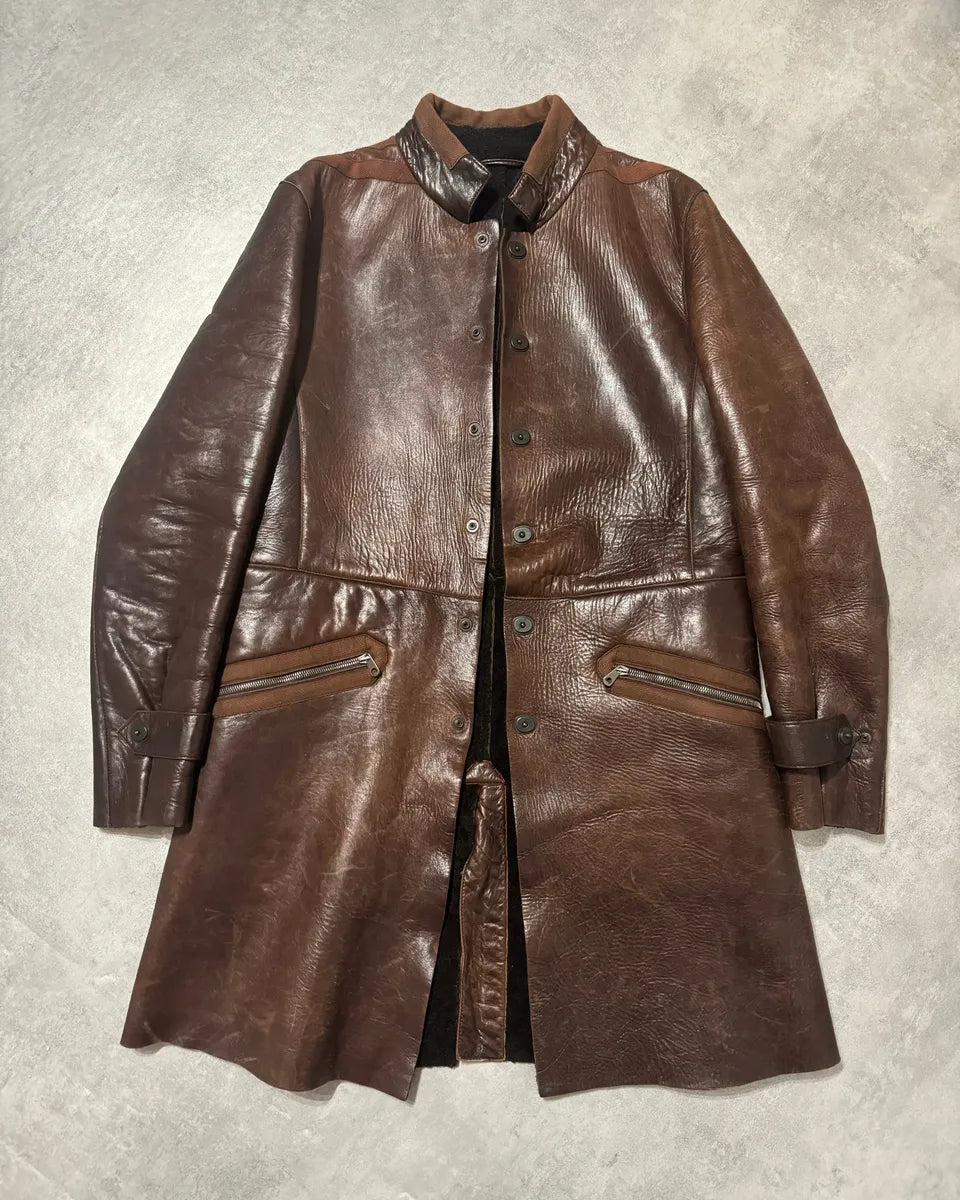 AW2002 Emporio Armani Brown Imperialist Premium Italian Leather Jacket XnAagHD 2