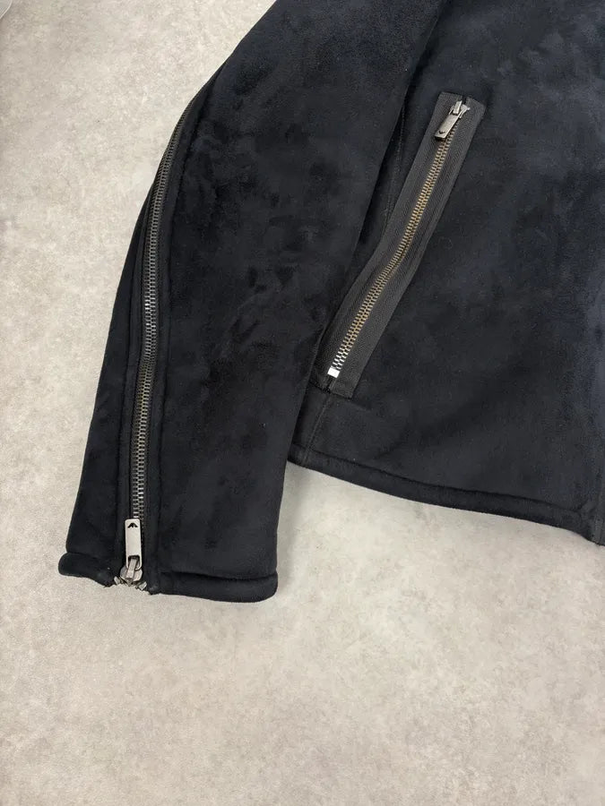 AW2002 Emporio Armani Navy Tornado Zips Suede Leather Jacket zNveezB 7