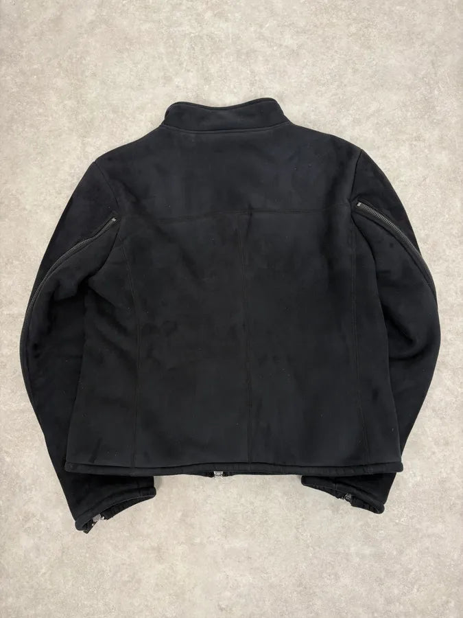 AW2002 Emporio Armani Navy Tornado Zips Suede Leather Jacket zNveezB 5