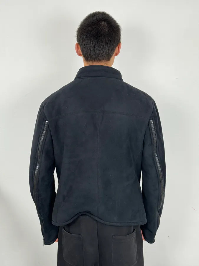 AW2002 Emporio Armani Navy Tornado Zips Suede Leather Jacket zNveezB 2