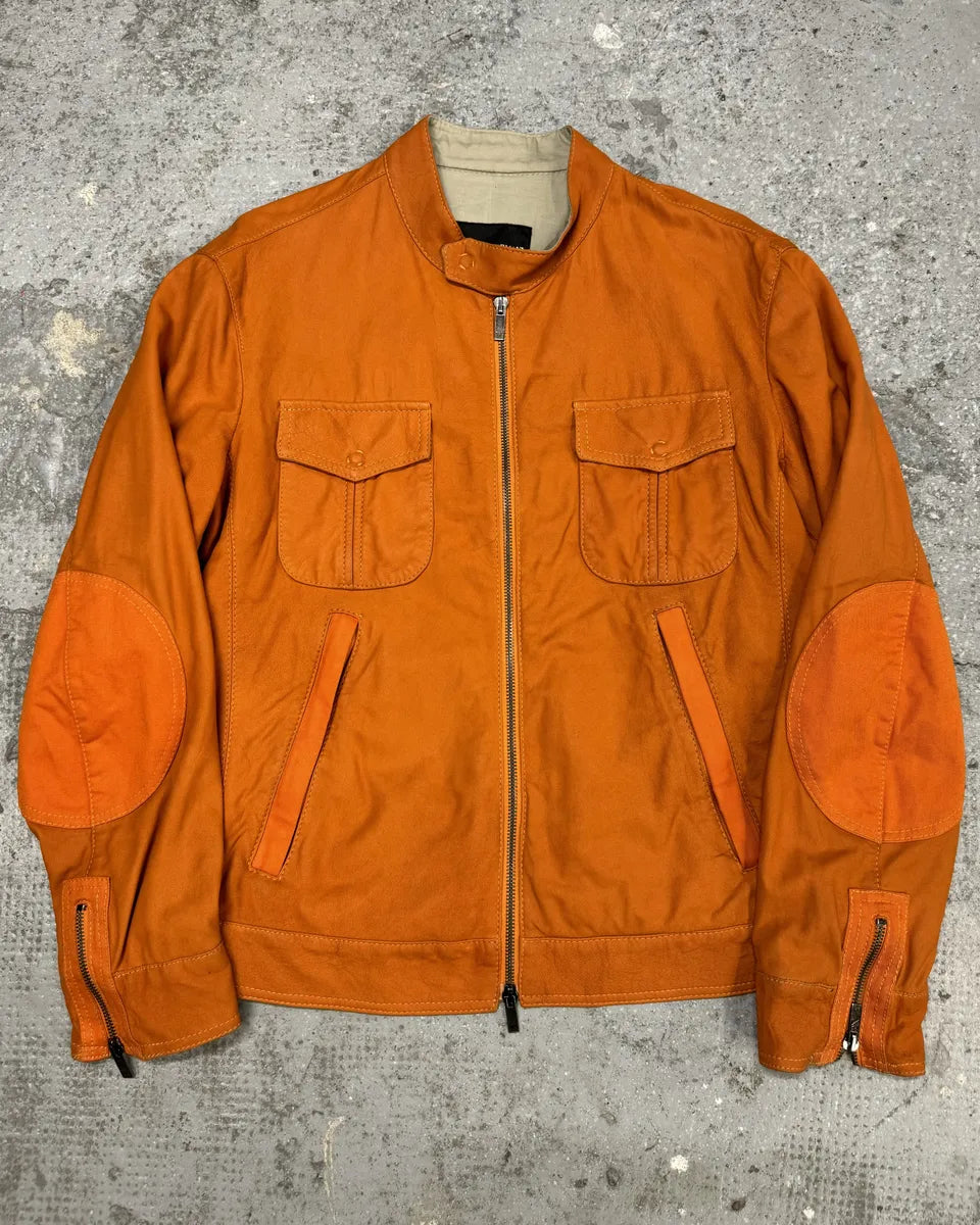 AW2002 Emporio Armani Orange Padded Leather Jacket (S) 0