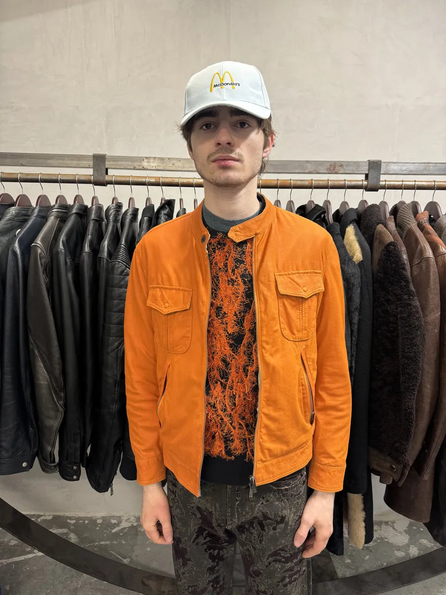 AW2002 Emporio Armani Orange Padded Leather Jacket (S) 3