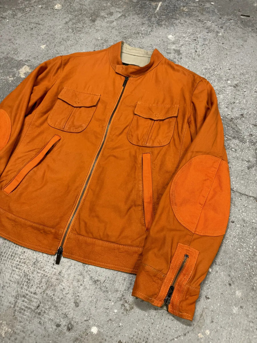 AW2002 Emporio Armani Orange Padded Leather Jacket (S) 5