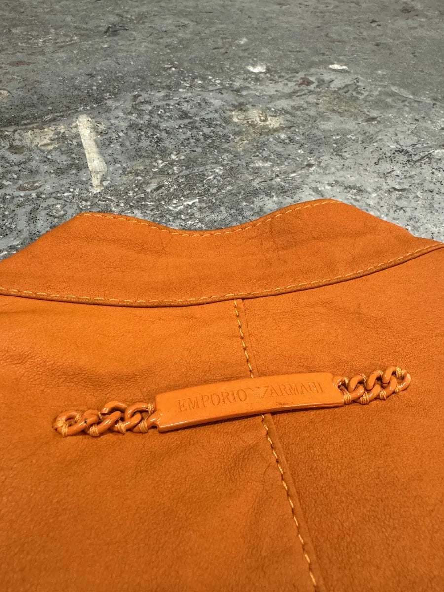 AW2002 Emporio Armani Orange Padded Leather Jacket (S) 6