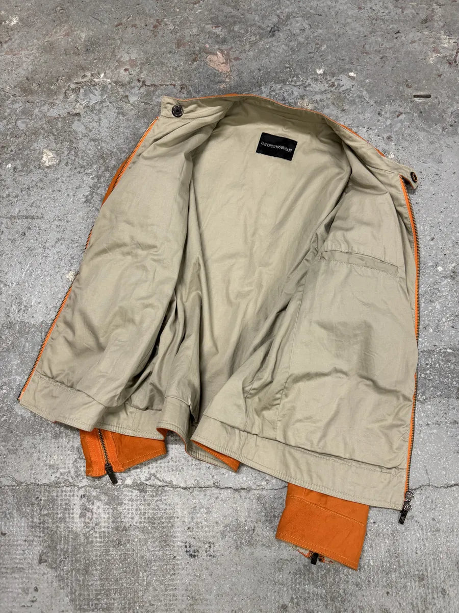 AW2002 Emporio Armani Orange Padded Leather Jacket (S) 9