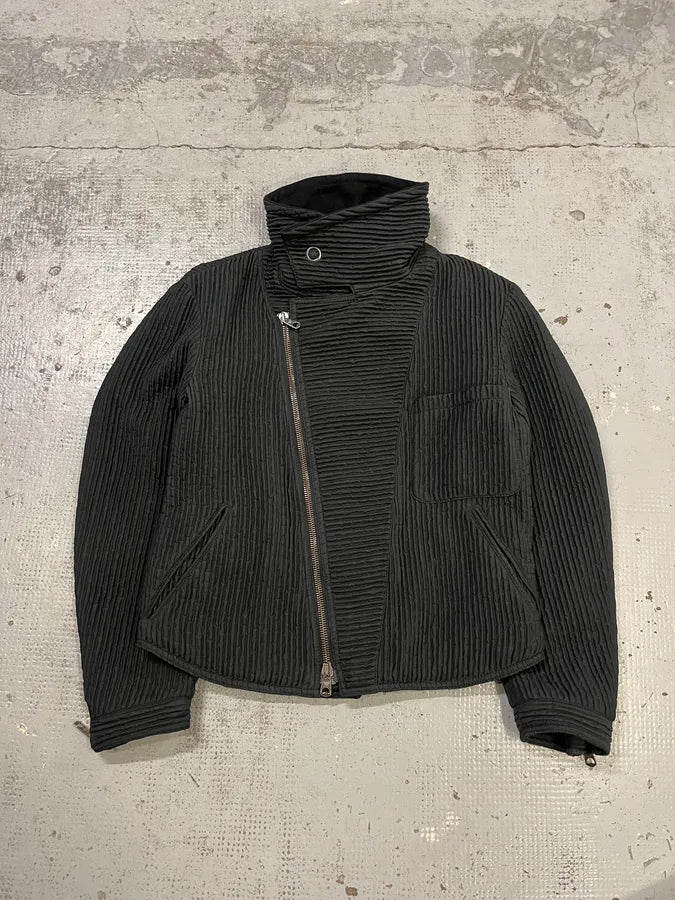 AW2002 Emporio Armani Pleated Cropped Asymmetrical Black Jacket pHxgiql 3
