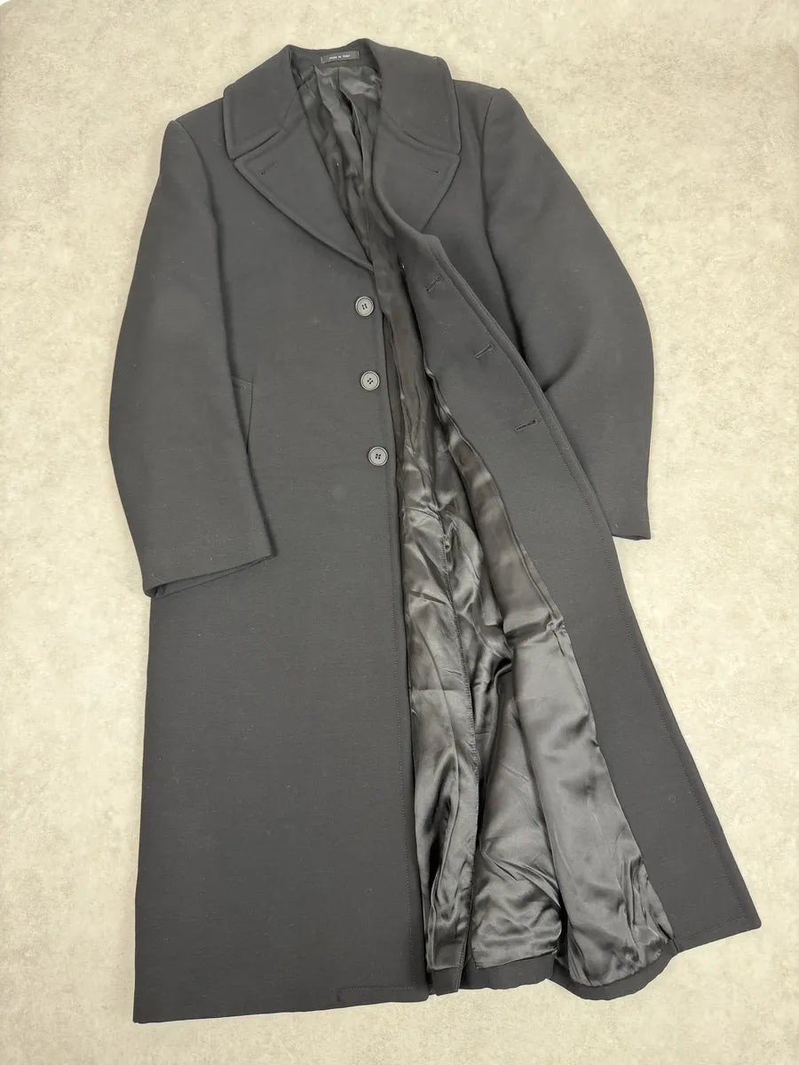 AW2002 Emporio Armani Premium Black Wool Trench Coat biVtFdi 1