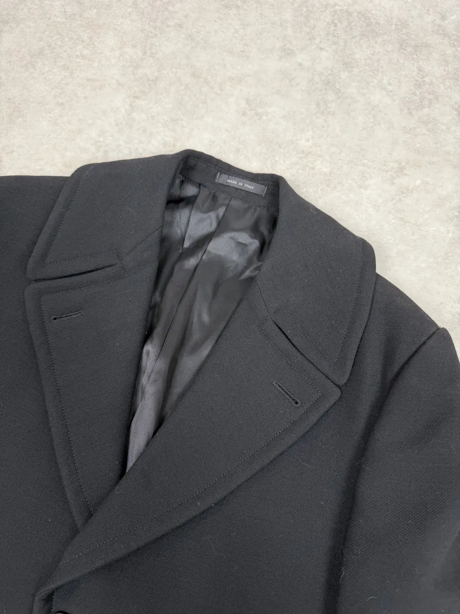 AW2002 Emporio Armani Premium Black Wool Trench Coat biVtFdi 11