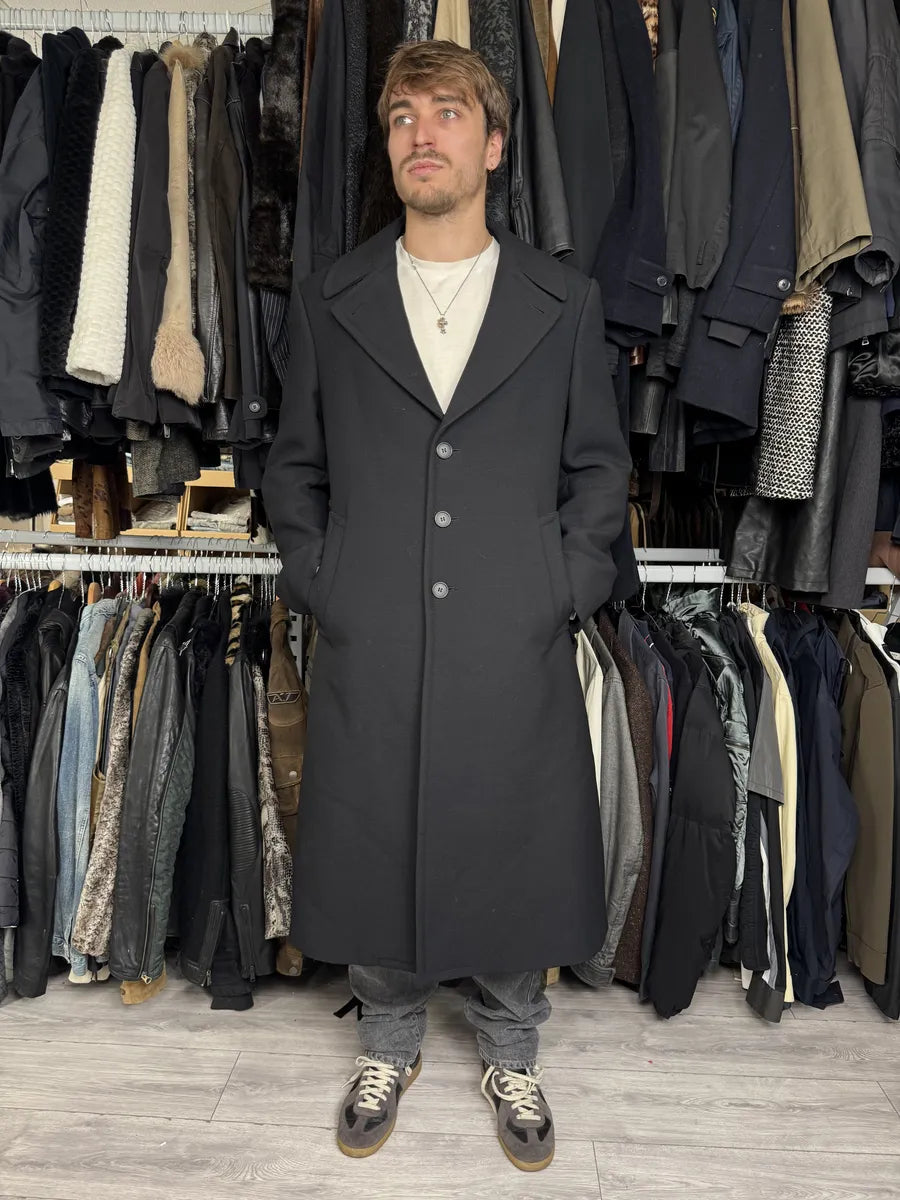 AW2002 Emporio Armani Premium Black Wool Trench Coat biVtFdi 3