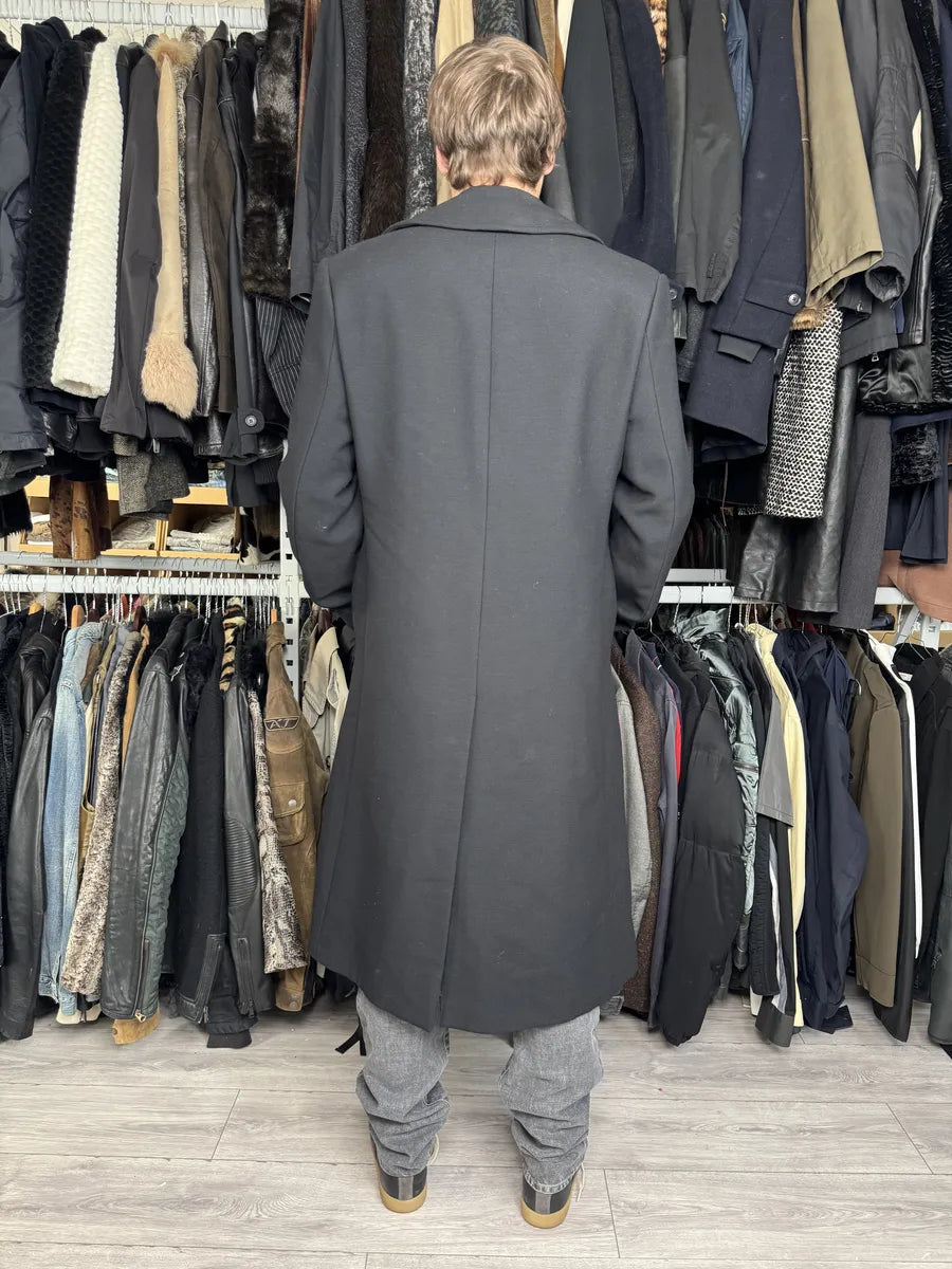 AW2002 Emporio Armani Premium Black Wool Trench Coat biVtFdi 4