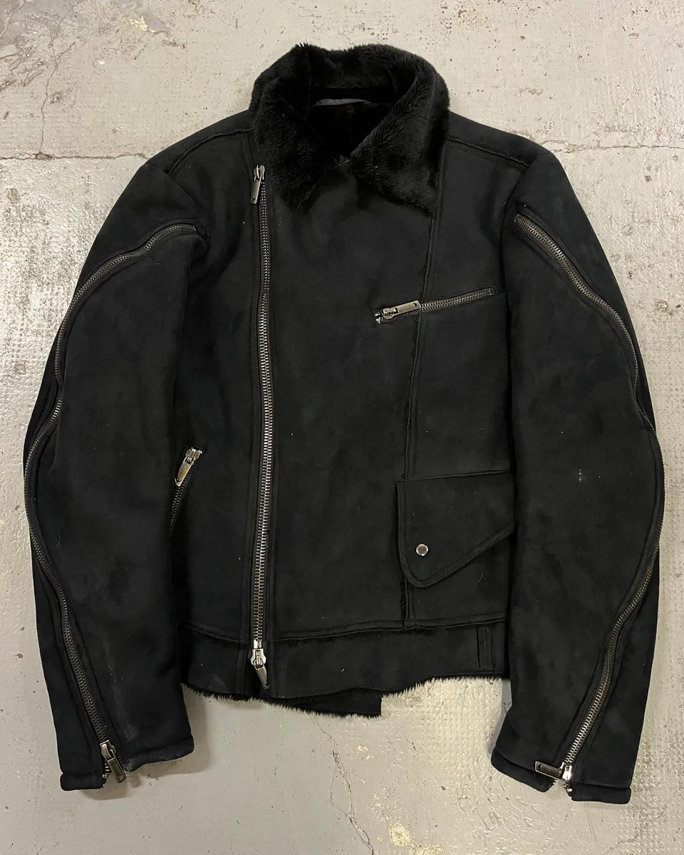 AW2002 Emporio Armani Tornado Zip Dark Suede Leather Jacket hAkPXtv 1