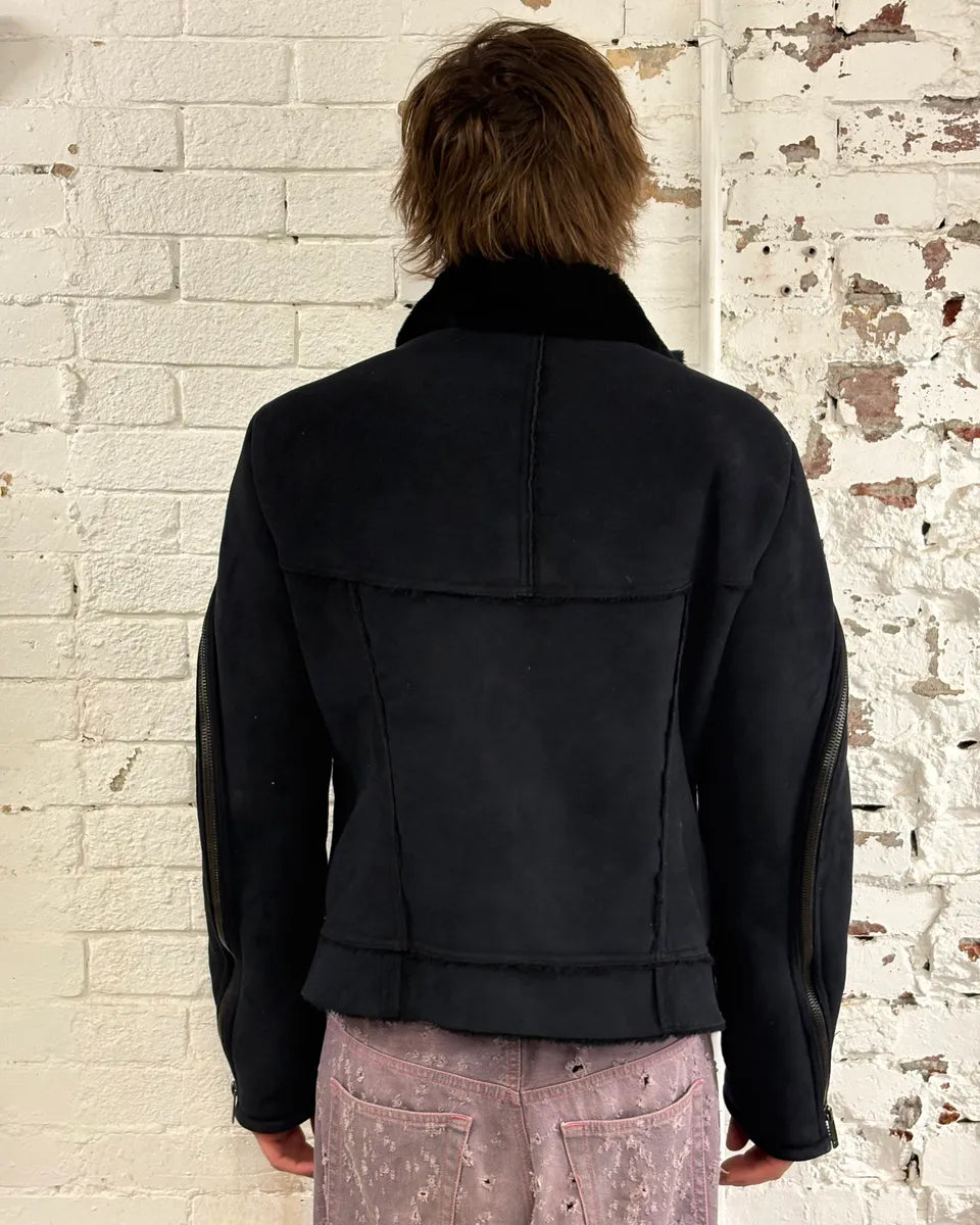 AW2002 Emporio Armani Tornado Zip Dark Suede Leather Jacket hAkPXtv 2