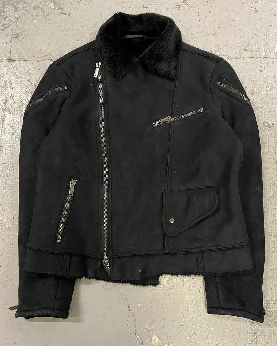 AW2002 Emporio Armani Tornado Zip Dark Suede Leather Jacket hAkPXtv 3