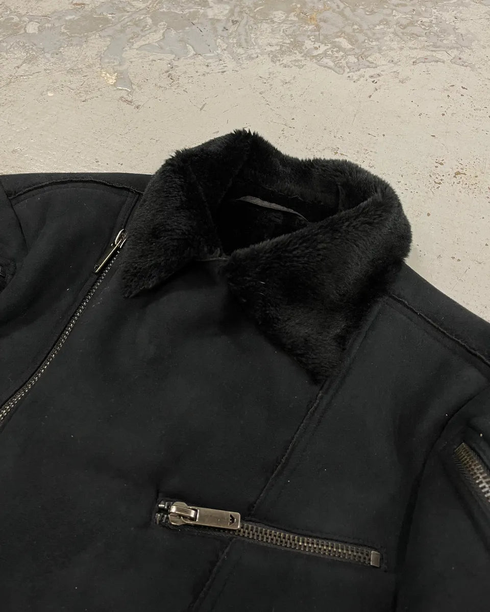 AW2002 Emporio Armani Tornado Zip Dark Suede Leather Jacket hAkPXtv 4