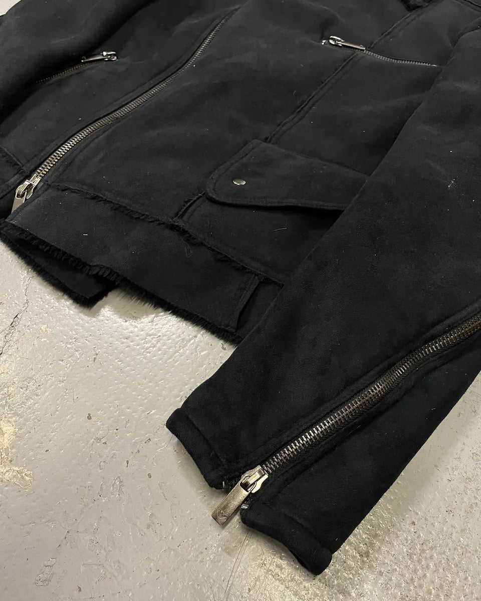AW2002 Emporio Armani Tornado Zip Dark Suede Leather Jacket hAkPXtv 5