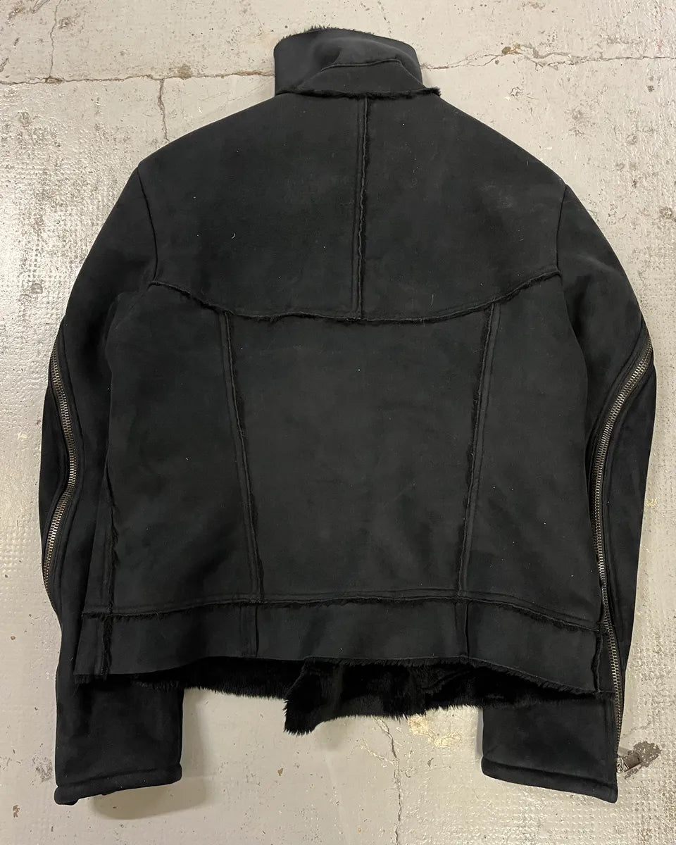 AW2002 Emporio Armani Tornado Zip Dark Suede Leather Jacket hAkPXtv 6