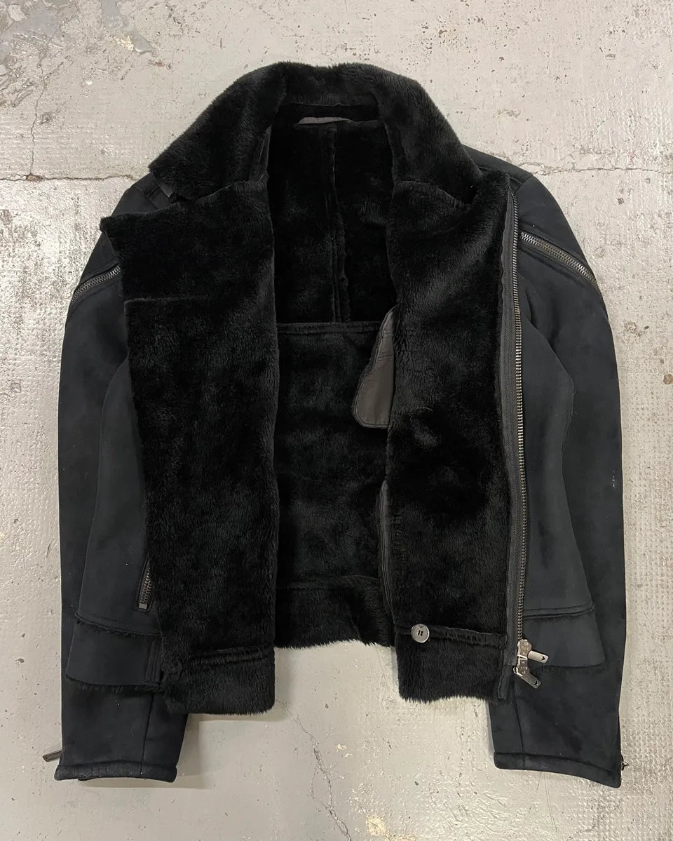 AW2002 Emporio Armani Tornado Zip Dark Suede Leather Jacket hAkPXtv 7