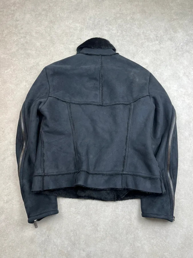 AW2002 Emporio Armani Tornado Zip Dark Suede Leather Jacket hAkPXtv 6