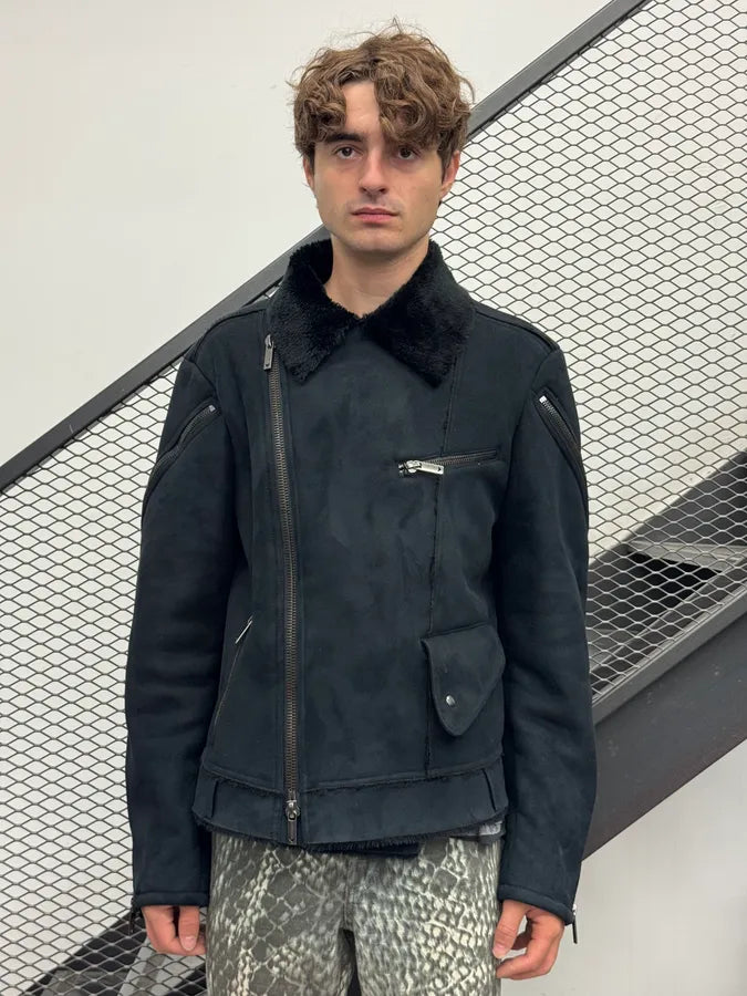 AW2002 Emporio Armani Tornado Zip Dark Suede Leather Jacket hAkPXtv 1
