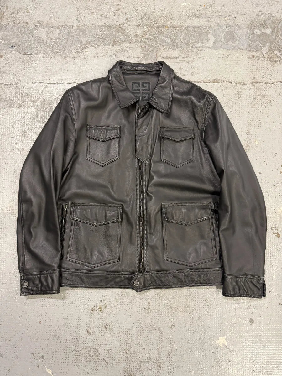 AW2002 Givenchy Black Lamb Leather Jacket NErLBPm 0