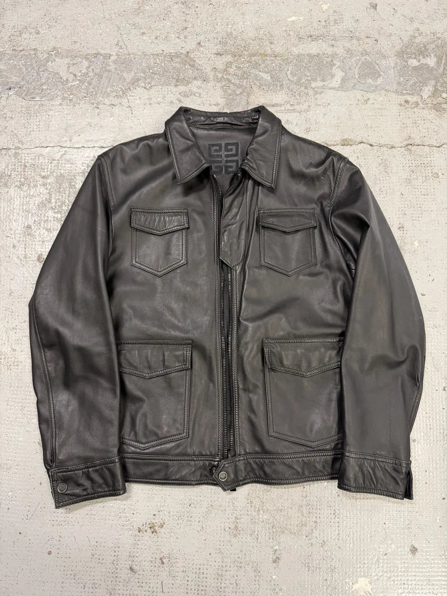 AW2002 Givenchy Black Lamb Leather Jacket NErLBPm 2