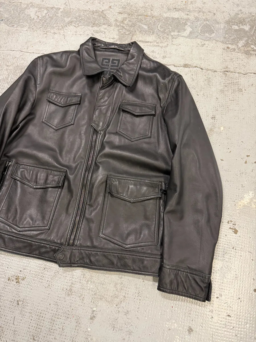 AW2002 Givenchy Black Lamb Leather Jacket NErLBPm 3