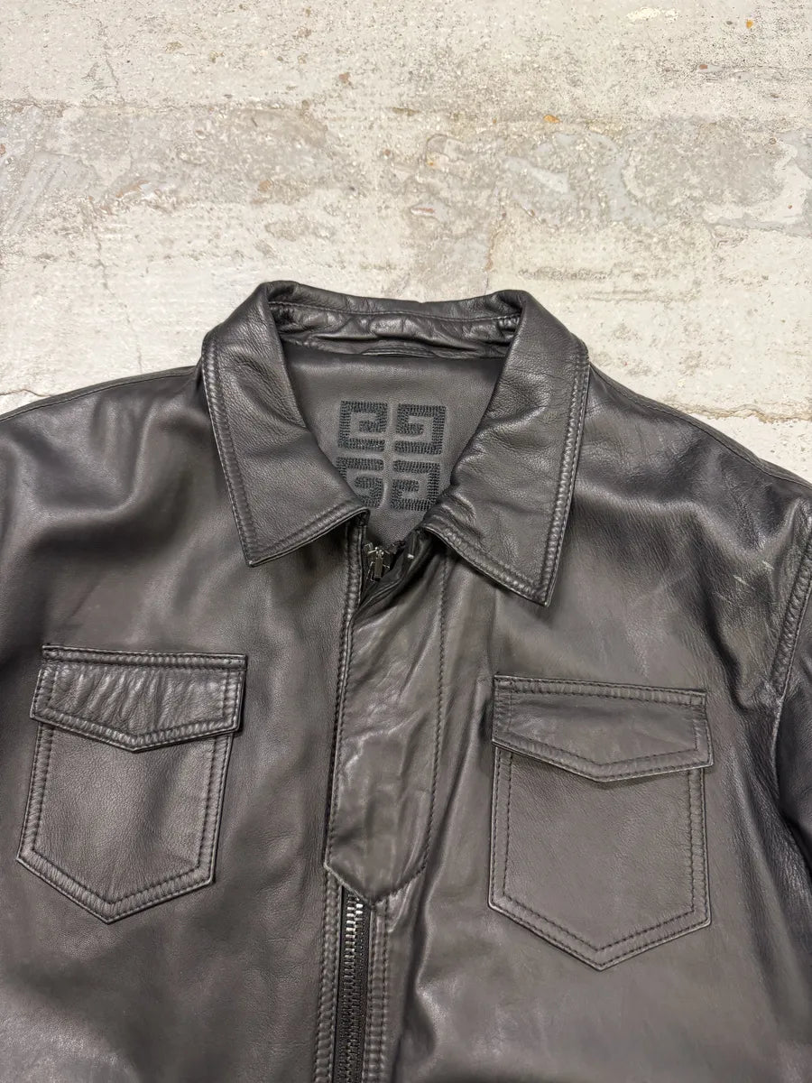 AW2002 Givenchy Black Lamb Leather Jacket NErLBPm 4