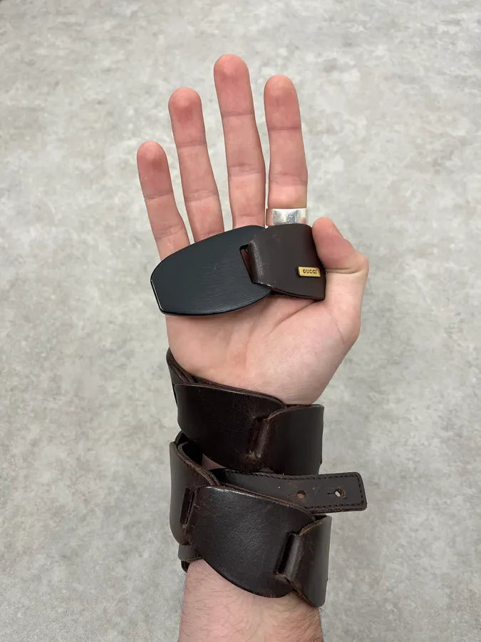 AW2002 Gucci Brown Leather Belt by Tom Ford DaQCcCD 0