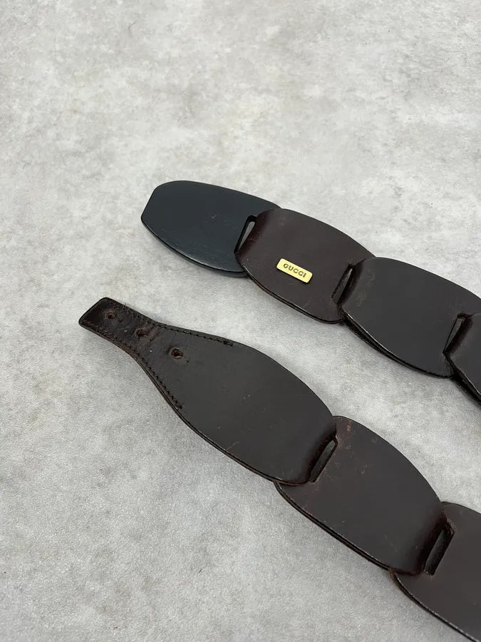 AW2002 Gucci Brown Leather Belt by Tom Ford DaQCcCD 3