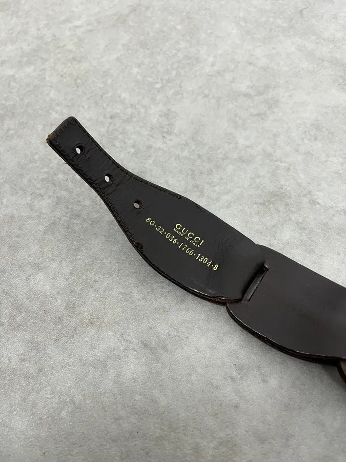 AW2002 Gucci Brown Leather Belt by Tom Ford DaQCcCD 7