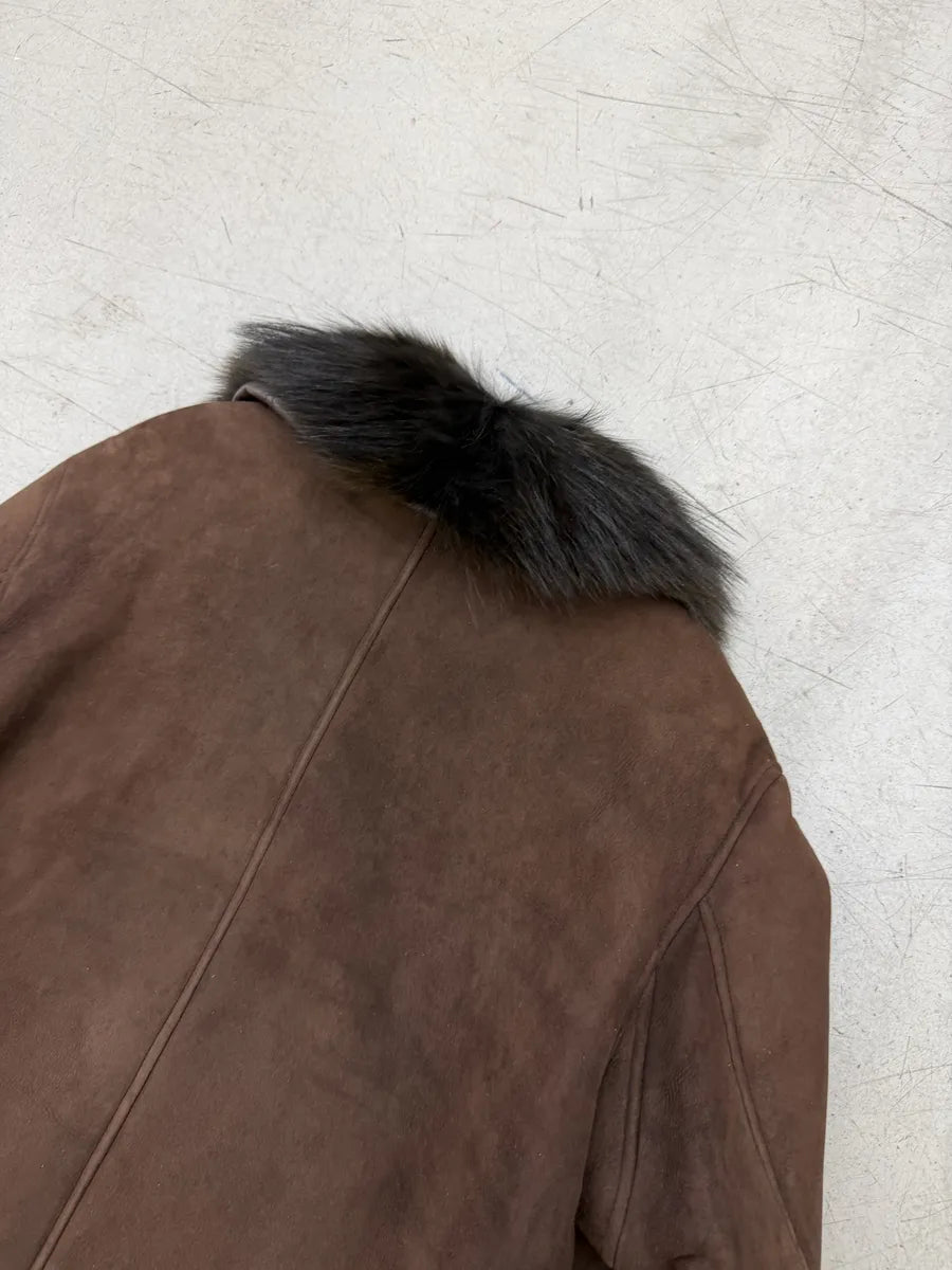 AW2002 Gucci Brown Suede Leather Fur Collar Jacket by Tom Ford cXgLQSj 2