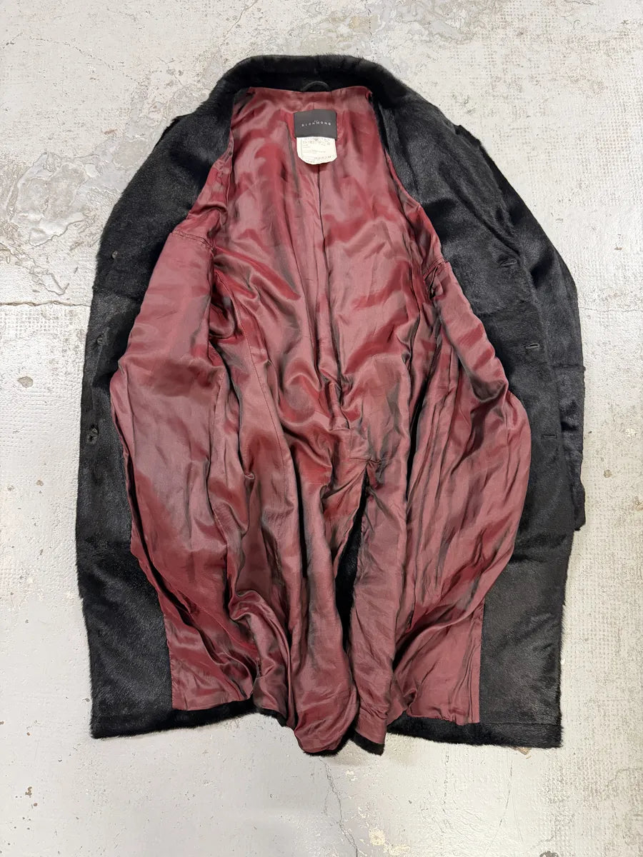 AW2002 John Richmond Black Pony Hair Leather Long Jacket oorBFQH 7