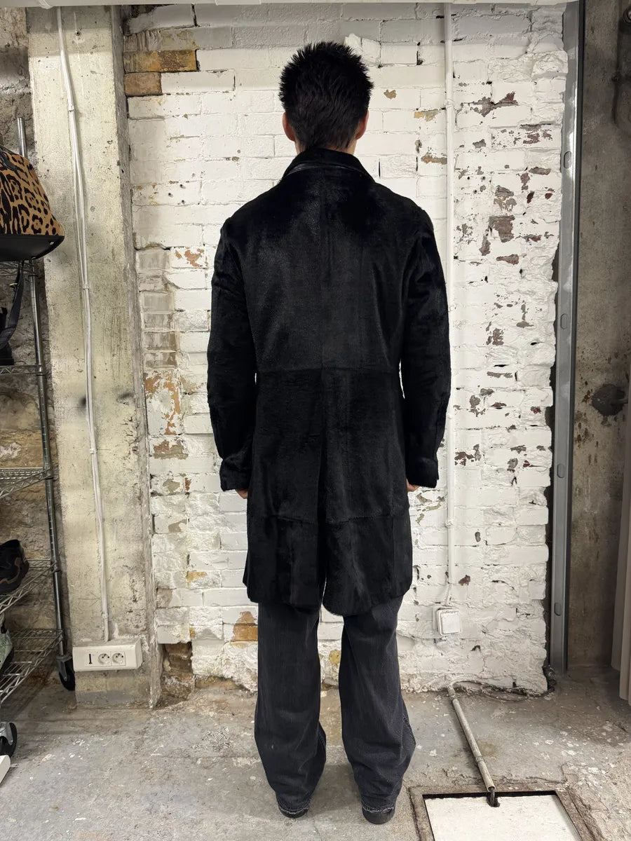 AW2002 John Richmond Black Pony Hair Leather Long Jacket oorBFQH 9