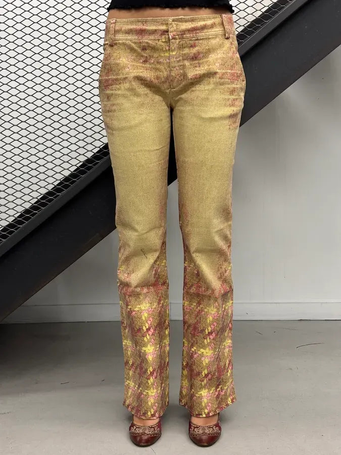 AW2002 Roberto Cavalli Beige Pink Tartan Premium Pants YRtsUVc 1