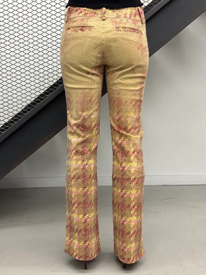 AW2002 Roberto Cavalli Beige Pink Tartan Premium Pants YRtsUVc 3