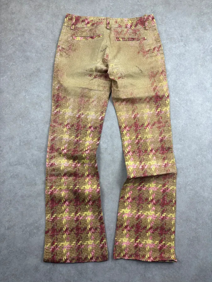 AW2002 Roberto Cavalli Beige Pink Tartan Premium Pants YRtsUVc 5