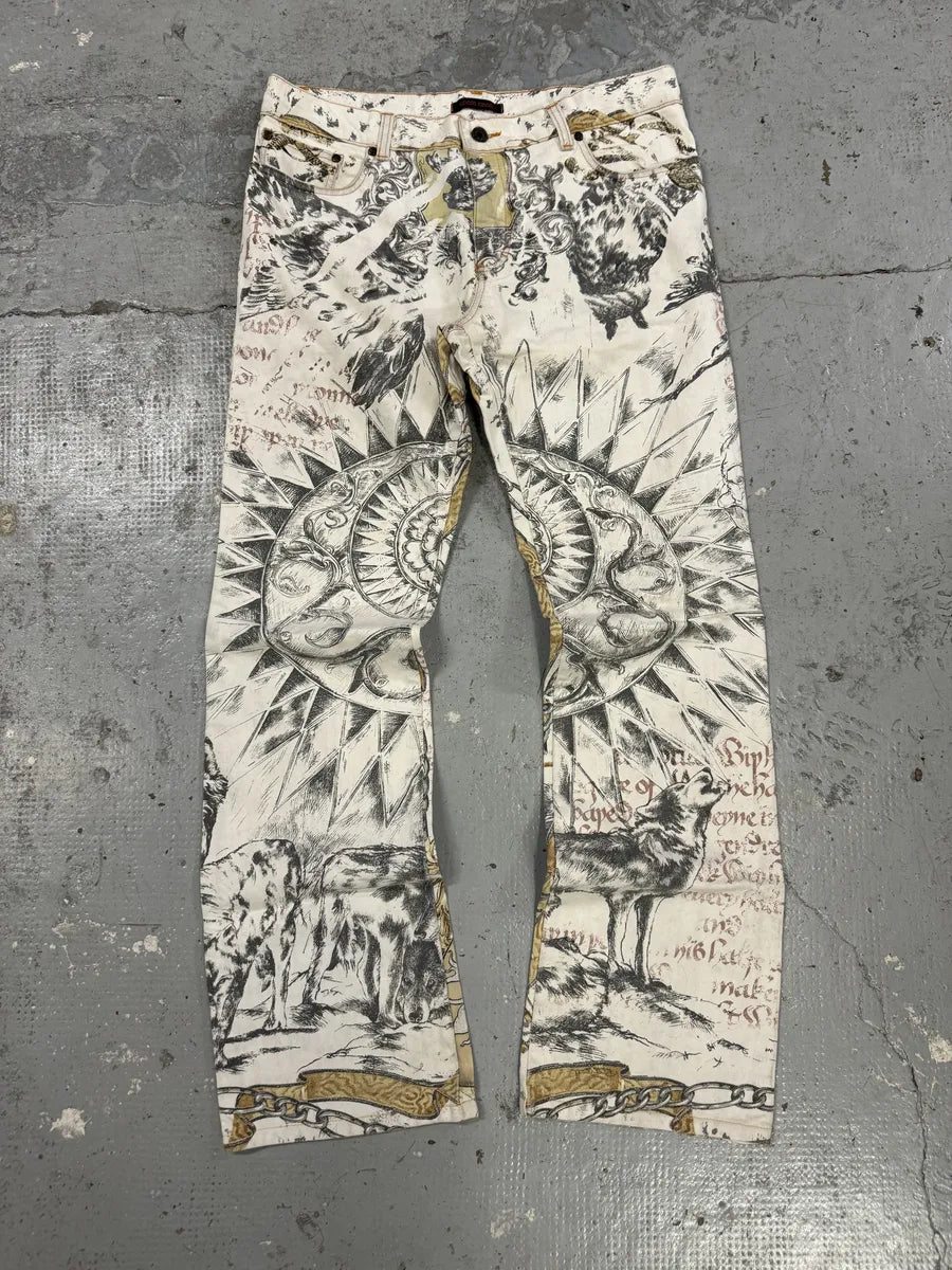 AW2002 Roberto Cavalli Fantasy Astro White Pants rXHAJoH 0