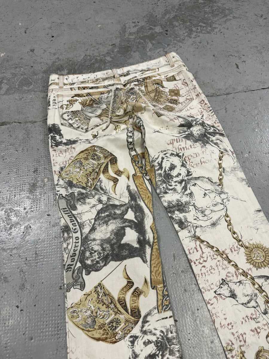 AW2002 Roberto Cavalli Fantasy Astro White Pants rXHAJoH 11