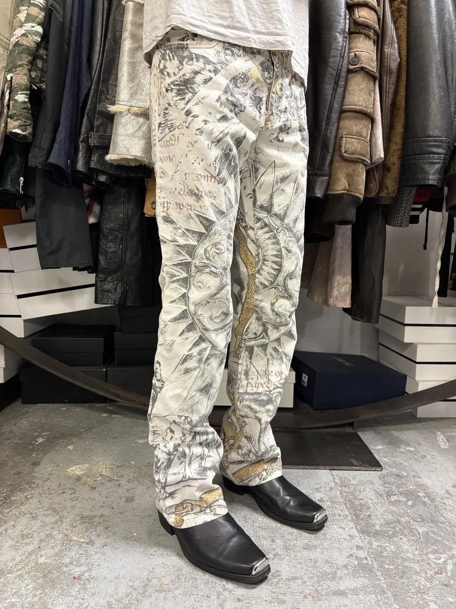 AW2002 Roberto Cavalli Fantasy Astro White Pants rXHAJoH 3