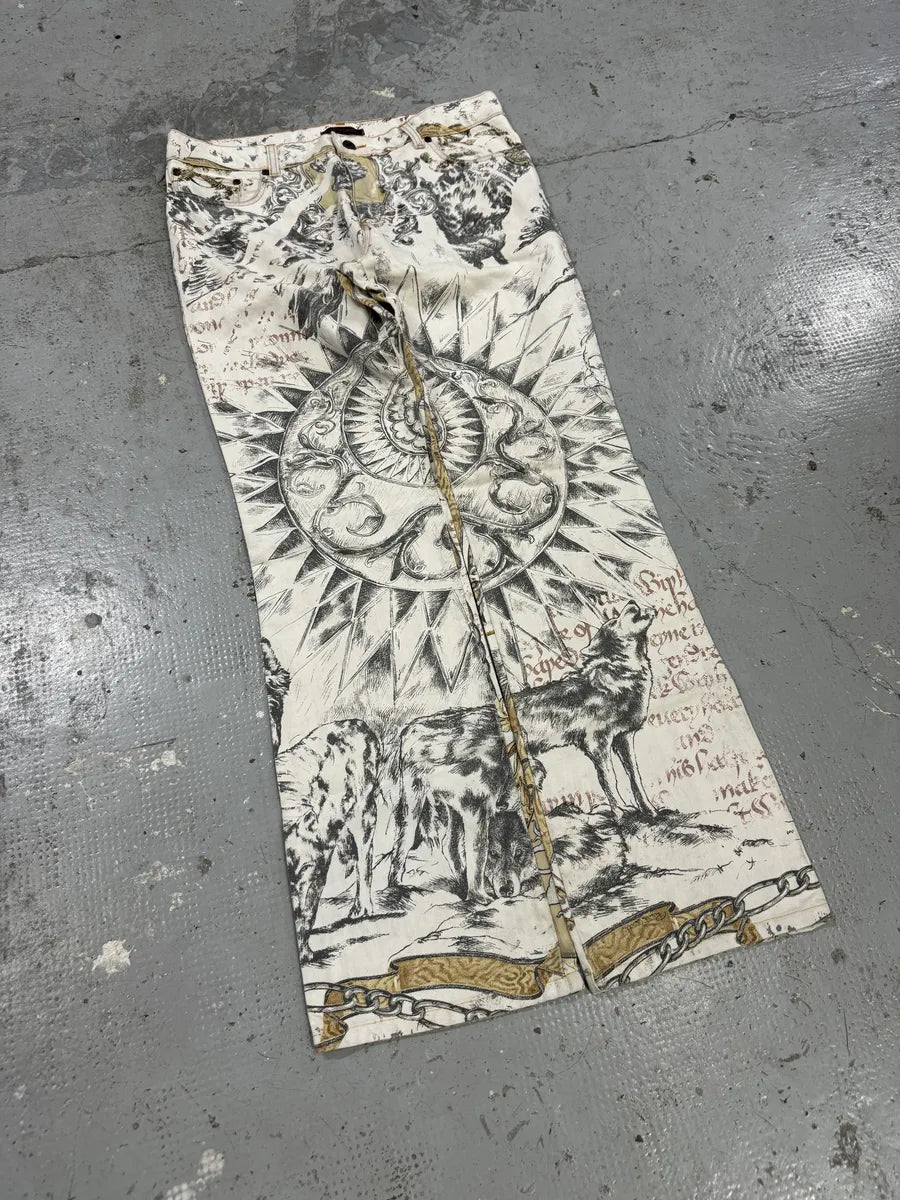 AW2002 Roberto Cavalli Fantasy Astro White Pants rXHAJoH 5