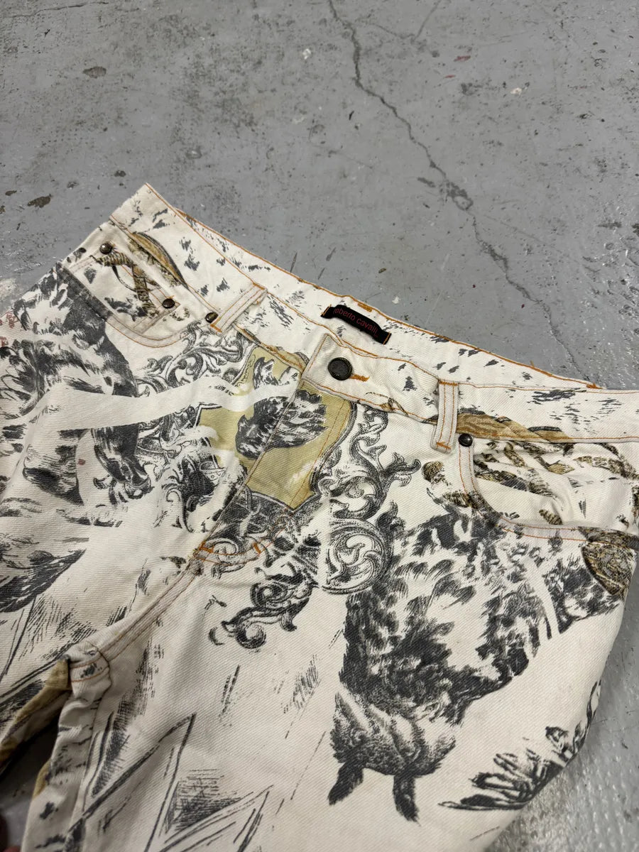 AW2002 Roberto Cavalli Fantasy Astro White Pants rXHAJoH 8