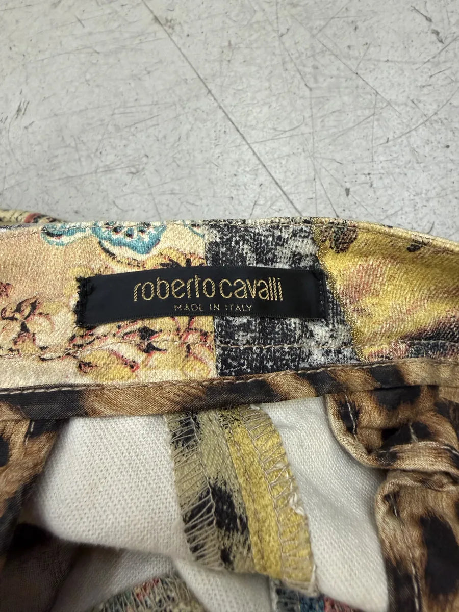 AW2002 Roberto Cavalli Leopard Patchwork Midi Skirt WnILRhR 4