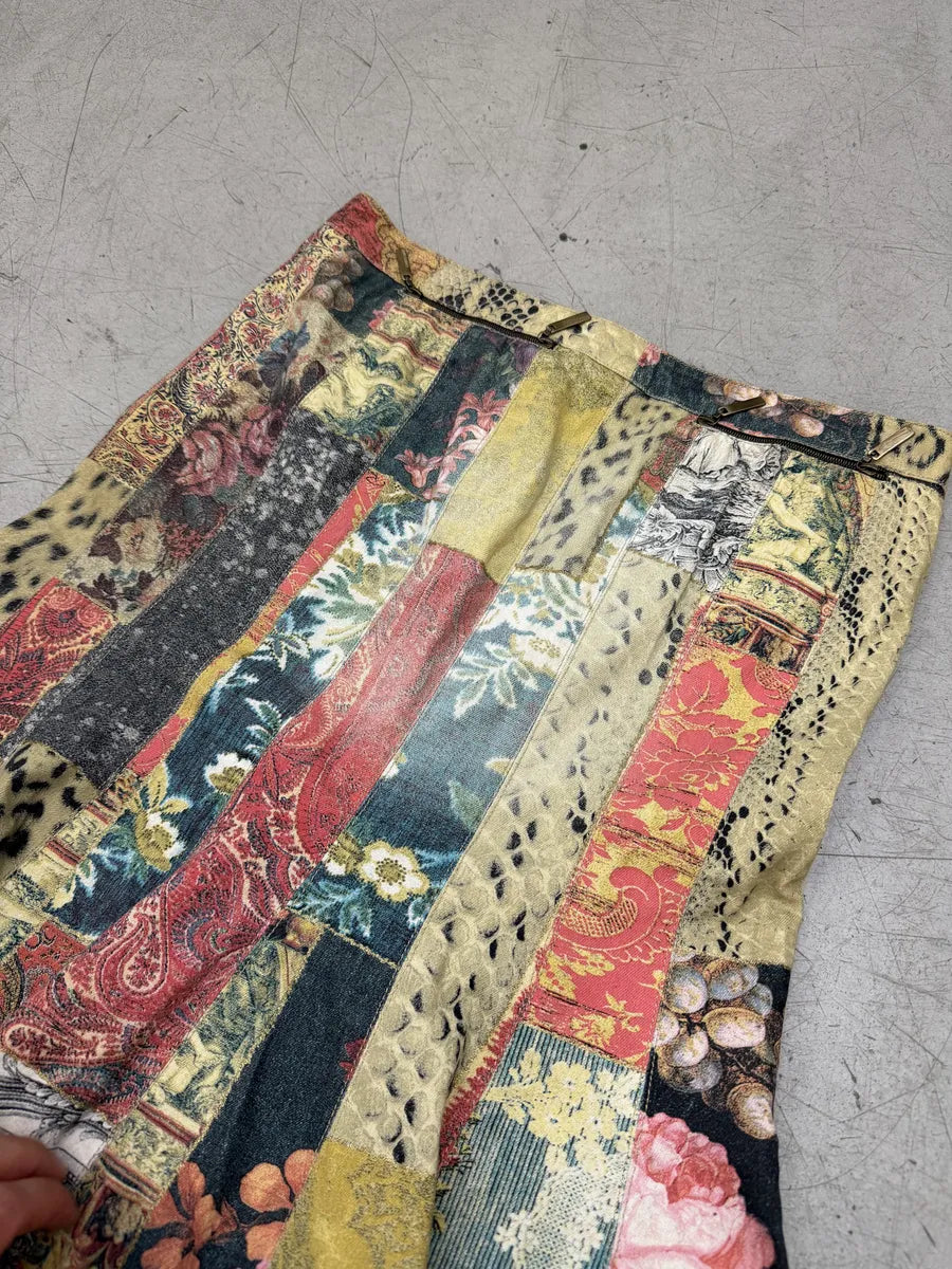 AW2002 Roberto Cavalli Leopard Patchwork Midi Skirt WnILRhR 5