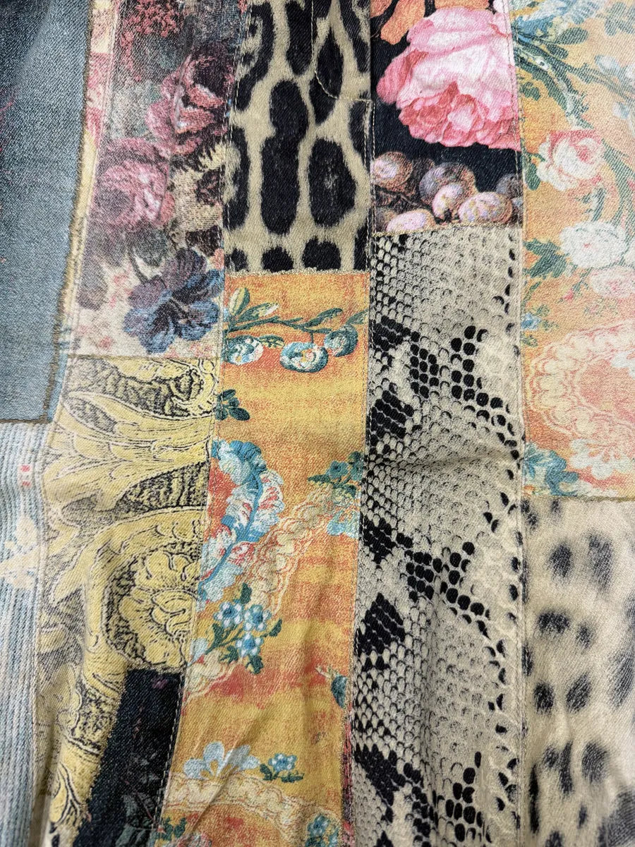 AW2002 Roberto Cavalli Leopard Patchwork Midi Skirt WnILRhR 8