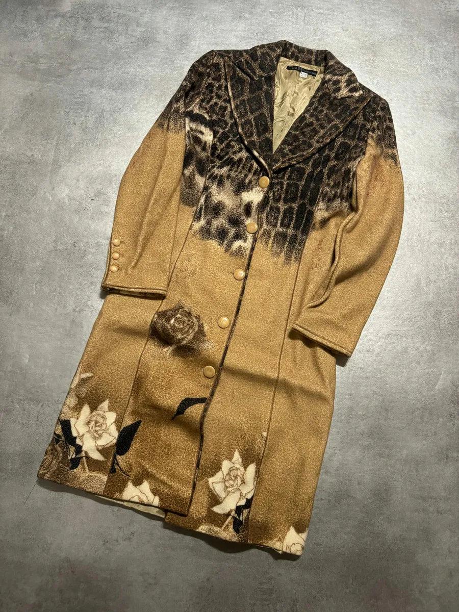 AW2002 Roberto Cavalli Leopard Print Beige Wool Trench Coat DLQWLLW 4