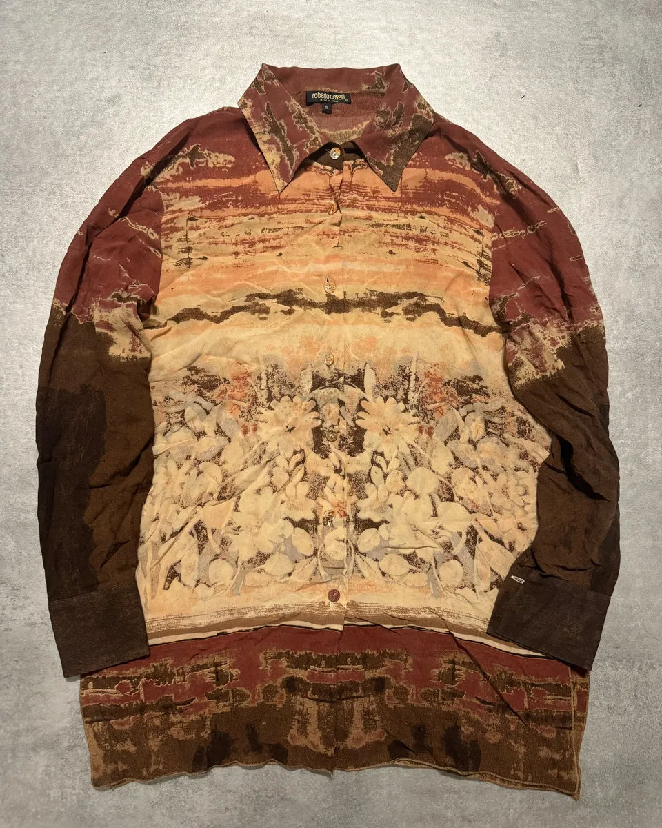 AW2002 Roberto Cavalli Medieval Floral Silk Shirt (S) 0