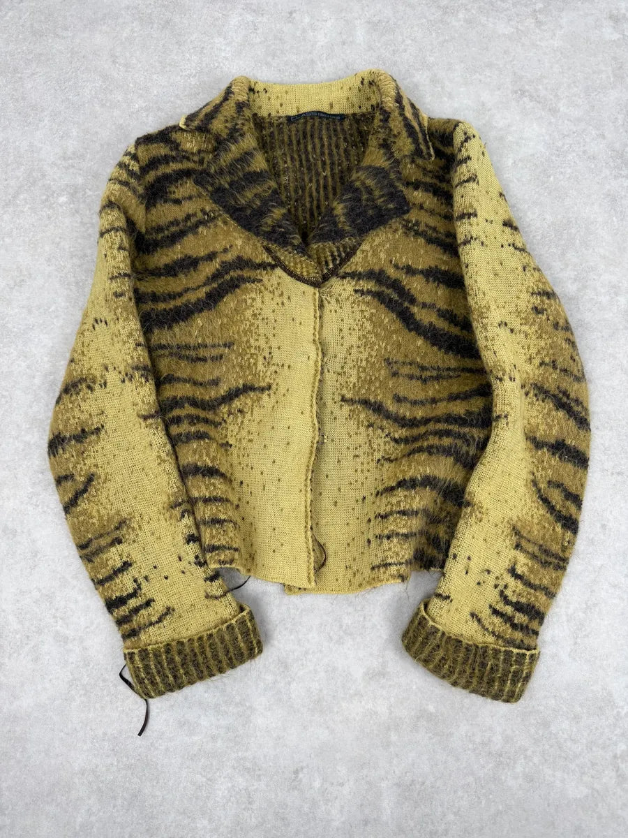 AW2002 Roberto Cavalli Tiger Wool Yellow & Black Cardigan Jacket gPGfhEL 0